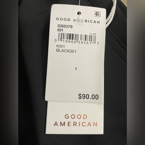 NWT Good American Scuba Drawstring Shorts With Pockets Size S Black Color - Picture 5 of 9